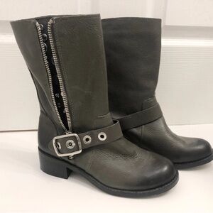 Elegant Gray Moto Boots